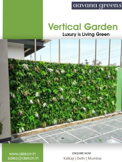 An outdoor vertical garden installed on a boundary wall. This is a great way to add greenery and privacy to your property without sacrificing any ground space. Our panels are UV protected so the colors won't fade.