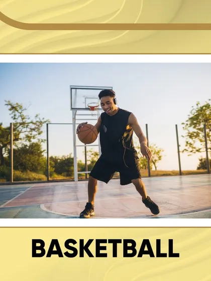 A player enjoys a game on our outdoor basketball court. It's a great space for both competitive matches and casual shootarounds with friends.