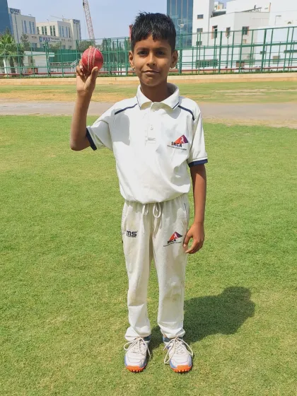 Our SKCA Tigers' captain, who led the team to a magnificent victory, proudly holding the match ball. Leadership is a key skill we develop in our players.