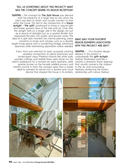 Another glimpse from the Design Essentia feature, explaining the design inception of the Split House and how the central skylight became the key organizing element for the entire home.