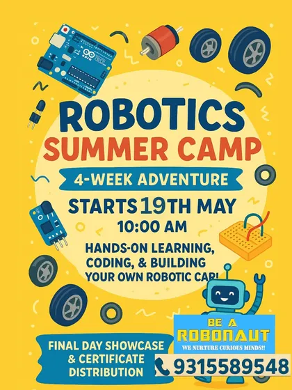 Our Robotics Summer Camp is a 4-week adventure starting May 19th. It's all about hands-on learning, coding, and building your own robotic car.