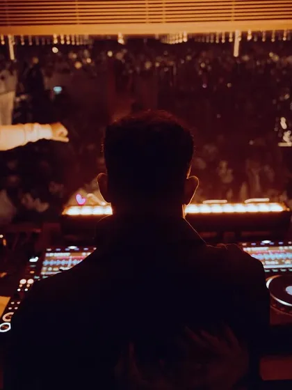 My view from the DJ booth at Akina Privé, looking out at a sea of people.