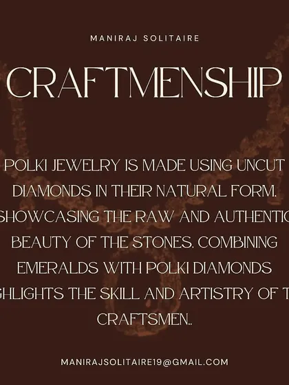 Combining emeralds with Polki diamonds highlights the incredible skill and artistry of the craftsmen. The raw beauty of the uncut diamonds is perfectly complemented by the rich color of the emeralds.