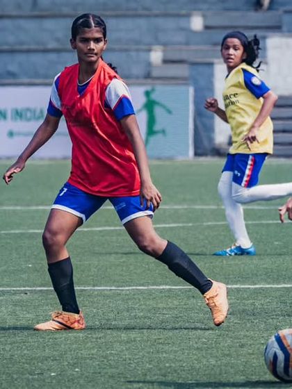 Our players competing with focus and intensity during a match at the Reliance Foundation tournament. We train our athletes to be resilient and competitive.