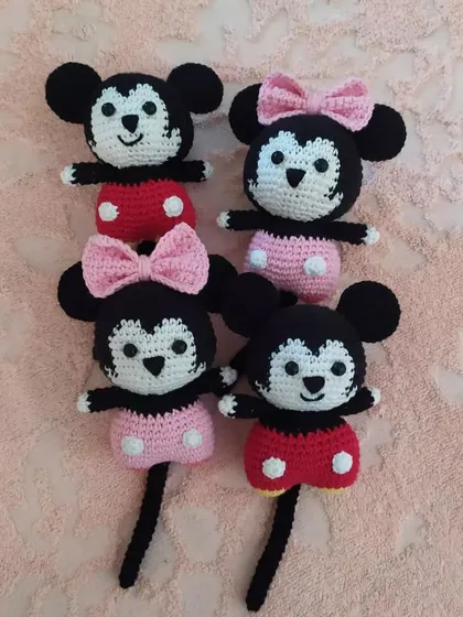 I think these have become my bestseller. Here are some adorable Mickey and Minnie Mouse toys I made for a bulk order, each one about 6 to 7 inches tall and full of character.