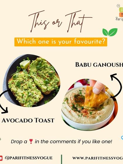This or that: Avocado Toast vs. Baba Ganoush? Both are healthy options, but they offer different nutritional benefits. I love showing my clients how to incorporate delicious and healthy dips and spreads into their diet.