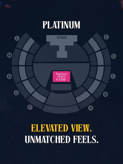 A seating map highlighting the Platinum chairs. These seats offer an elevated view and an unmatched feeling of being close to the action, a key part of our premium offerings.