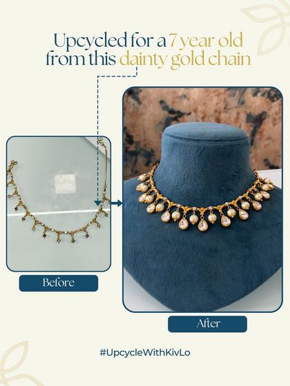 From a dainty gold chain to a dazzling Polki necklace. This transformation, created for a seven-year-old, shows how even the simplest piece can become something truly stunning with a little magic.