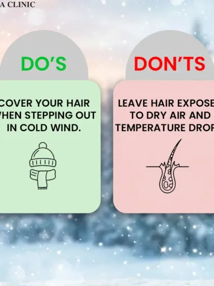 Protect your hair from cold, dry winter air. Covering your hair with a cap or scarf when you step outside helps prevent moisture loss and protects the hair shaft from becoming brittle.
