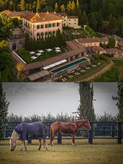 A glimpse of the stunning Il Borro estate in Tuscany, complete with its own stables. The venue itself is a huge part of the luxury destination wedding experience.