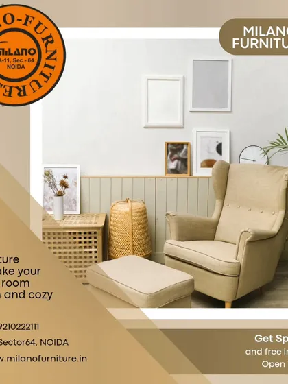 This high-back armchair with an accompanying ottoman is designed for ultimate relaxation. We offer special deals and free installation on many of our pieces.