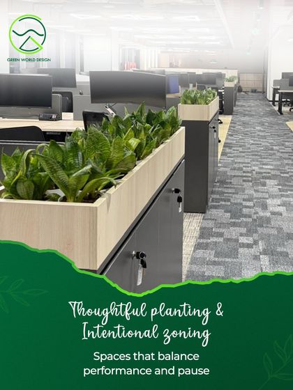 In this Prudential workspace, planters are used for intentional zoning. They act as natural dividers between workstations, providing a sense of personal space while contributing to a healthier, more focused environment.