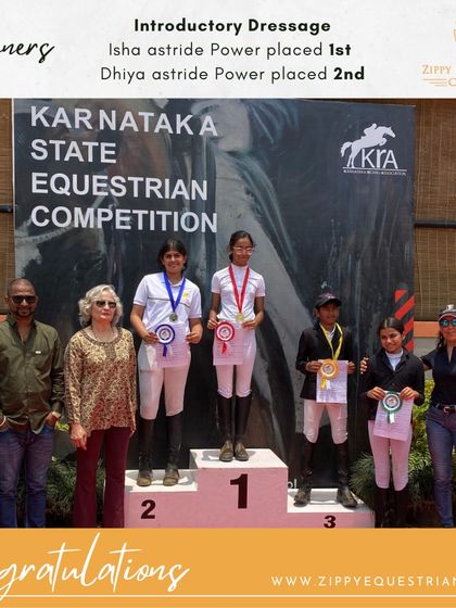 Isha and Dhiya dominated the Introductory Dressage category, taking first and second place respectively with their horse, Power.