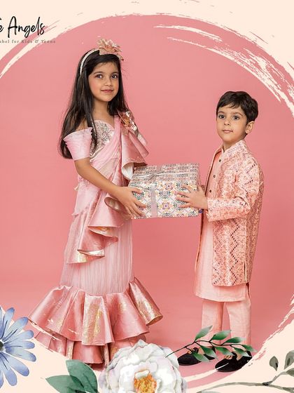 We dress boys too! A coordinated look for a brother and sister, perfect for Raksha Bandhan or family events.