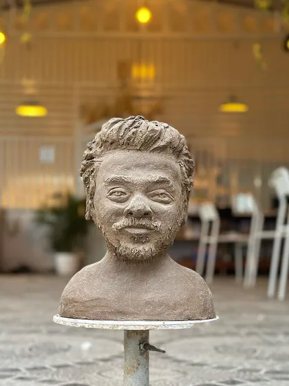 The finished bust, a testament to the patience and perseverance that sculpting requires.