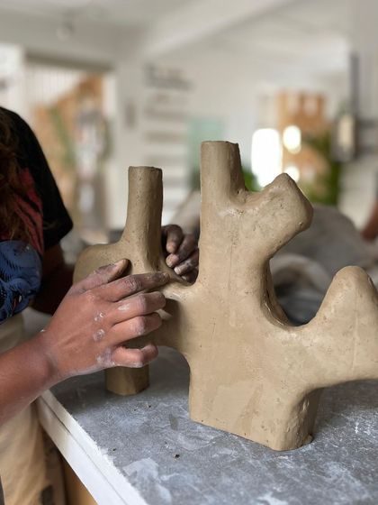 The process of constructing a sculptural vase from slabs of clay. Our hand-building classes cover various techniques to help you build complex forms.