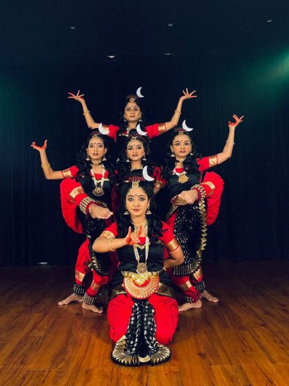 A beautiful formation from our "Shivashtakam" piece, showcasing the group's synchronicity and the elegant lines of their poses.