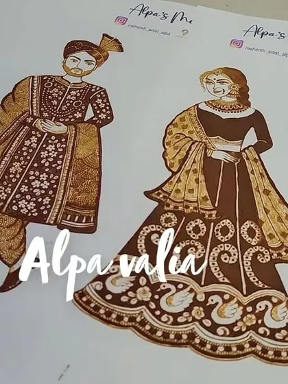 A sketch of a bride and groom in traditional wedding attire. This is an example of the concept art I create to plan out complex figurative work.