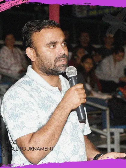 A chief guest addresses the players and parents at our GenNext Football Tournament.
