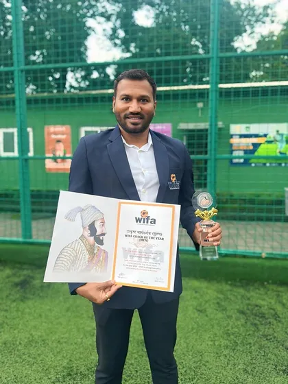 We are incredibly proud of our mentor, Paresh Shivalkar, holding his WIFA Male Coach of the Year award. His expertise and experience as a former Indian international footballer are at the core of our training philosophy.