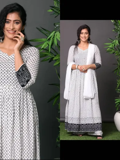 Another view of the Anarkali suit, highlighting the comfortable and elegant style. These images are ready for use on any e-commerce platform.