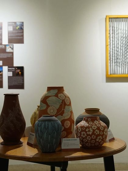 Some beautiful corners from our recent showcase. It was so wonderful to see everyone's hard work displayed together, from sculptural vases and lamps to wall art.