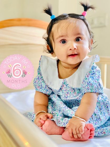 My daughter at 6 months old. I love capturing these monthly milestones to see how much she changes and grows.