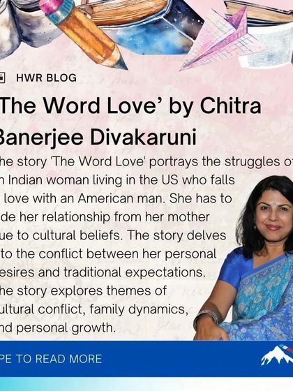 Our blog features a curated list of 15 great short stories by Indian authors that you can read online, including 'The Word Love' by Chitra Banerjee Divakaruni, a story exploring cultural conflict and personal desire.