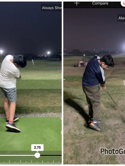 The post-impact position shows a much-improved release and extension in the "after" swing, leading to better ball striking.