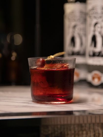 A rich, complex cocktail from our menu at the Stella takeover. This drink showcases a deeper flavour profile, demonstrating the range and versatility of our mixology, from light and refreshing to bold and spirit-forward.