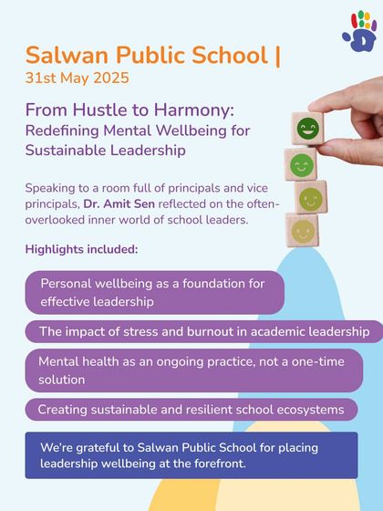 From Hustle to Harmony. This graphic summarizes a session we conducted at Salwan Public School for principals and vice-principals, reflecting on the often-overlooked inner world of school leaders and creating sustainable school ecosystems.