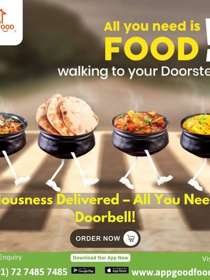 All you need is food walking to your doorstep. This fun graphic shows our food pots with legs, ready to cross the street to get to you.