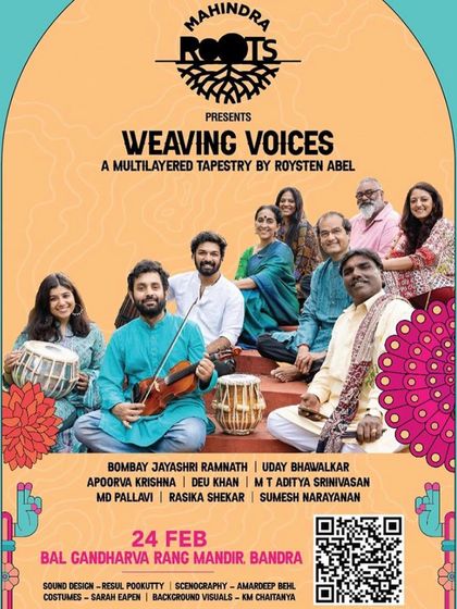 The official poster for 'Weaving Voices', featuring the incredible ensemble of artists I had the privilege to perform with.