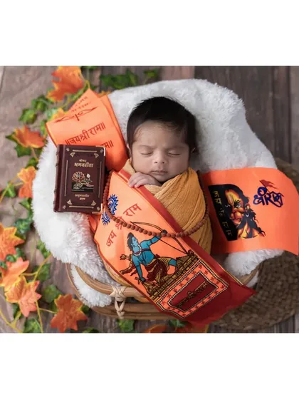 I am honored to create setups that celebrate your family's culture and faith. This special Ram Lalla theme was designed to commemorate a historic moment, blending tradition with the beauty of a new life.