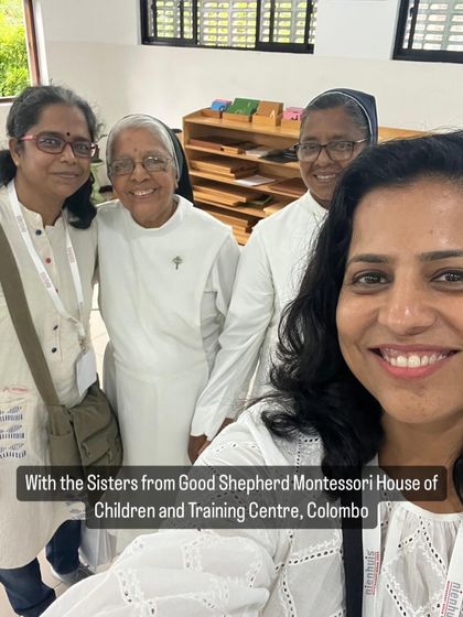 A heartwarming moment with the Sisters from Good Shepherd Montessori House of Children and Training Centre in Colombo.