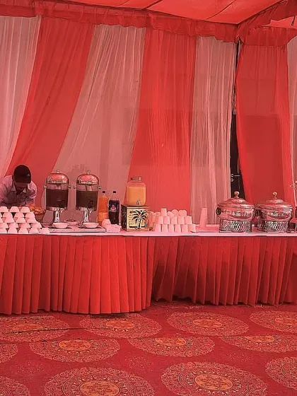 Festive vibes all around! Here is a catering setup for a corporate client's Holi celebration, featuring a colorful theme and a delicious spread to match the joyous occasion.