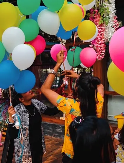 A closer look at the fun of our balloon shots. Guests pop the balloon to get their shot, adding an element of surprise and excitement to the party.