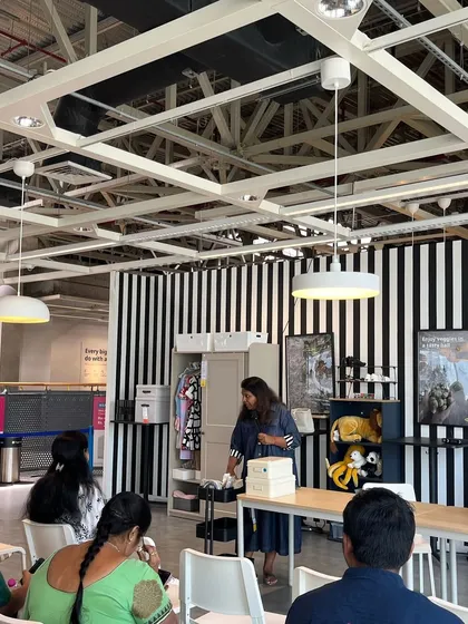 I love sharing my organizing methods in person. Here I am conducting a workshop at IKEA in Hyderabad, demonstrating how to use smart products to create functional and calm spaces at home.