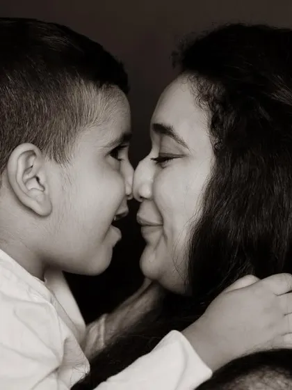 Another angle of that beautiful nose-to-nose moment. It shows the trust and comfort a child feels with his mother, a feeling I strive to bring out in every family session.