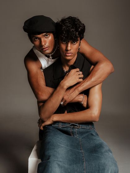 This composition shows the full look with the denim skirt, providing context to the previous close-ups. It's a clear example of how I build a visual story through a series of related but distinct images.