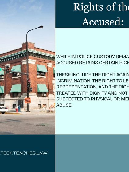 Even while in police custody, the accused retains fundamental rights, including the right to legal representation and the right against self-incrimination.