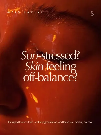 Is your skin feeling sun-stressed or off-balance? Our Bright Balance Meso Facial is designed to even tone, soothe pigmentation, and leave you looking radiant, not raw.