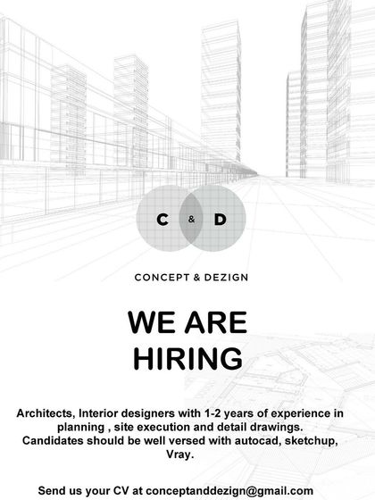 Concept & Dezign in Navi Mumbai is looking for architects with 1-2 years of experience in planning, site execution, and detail drawings.