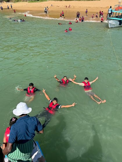 Enjoying a swim in the sea during our New Year's trip to Gokarna.