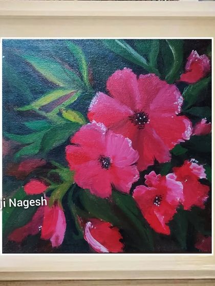 A vibrant red floral painting, perfect for celebrating love and friendship. A custom flower painting that lasts a lifetime is a wonderful and personal gift for someone you cherish.