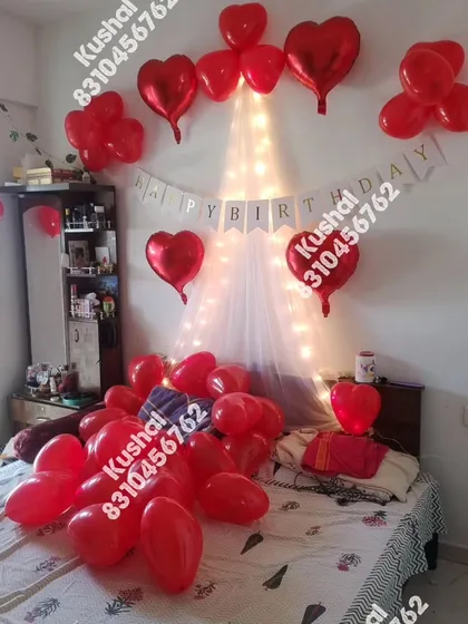 A full view of the romantic bedroom setup, showing how it transforms the entire room.