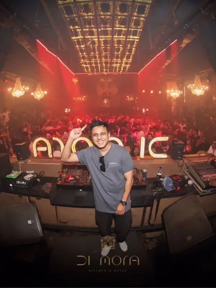 A smile on my face and a packed dancefloor in front of me. This shot from Di Mora in Pune perfectly captures what I love about my job: connecting with people through music and creating a shared, joyful experience.