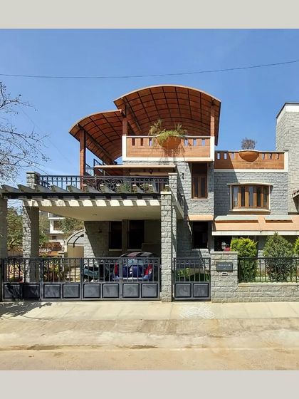 A duplicate of the home's exterior, showing the curved roofs.