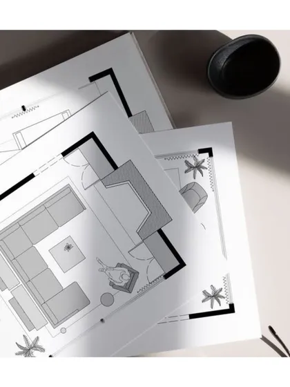 Precision in planning is key to a successful project. This image shows a detailed furniture layout plan, which allows us to optimize the flow and functionality of a space before any physical work begins, ensuring every element is perfectly placed.