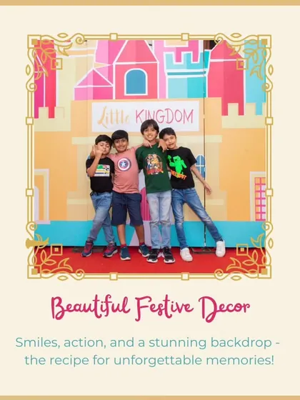 Highlighting the beautiful festive decor that serves as a stunning backdrop for unforgettable family photos.